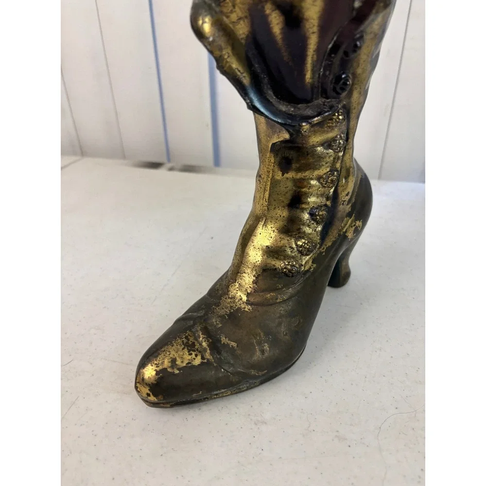VTG Cast Iron Boot Vase Planter Rustic Western Decor 10